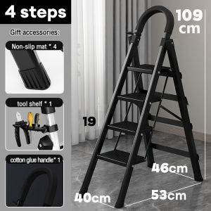 MHL Stool Step Foldable Ladder - Compact and Light Ladder / Foldable /5 Step Ladder / Large Board / Ladder / Household Indoor