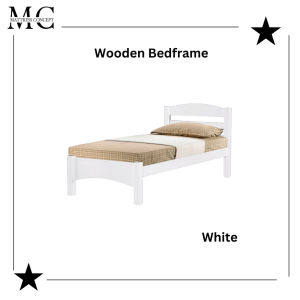 【LOCAL SELLER】ZEN WHITE WOODEN SINGLE/SUPER SINGLE BEDFRAME (FREE INSTALLATION & FREE DELIVERY)