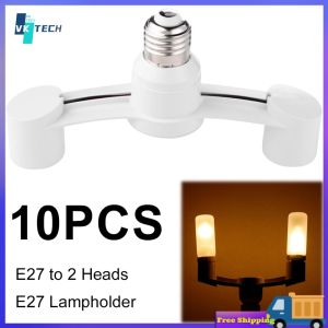 [ VKTECH ] Set of 10 E27 Light Bulb Splitters for Warehouse and Basement Lighting Fixtures Durable Plastic Construction
