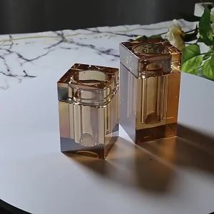 Creative Amber Crystal Glass Toothpick High-end Household Cotton Swab Floss Barrel Exquisite Square Transparent Storage Jar