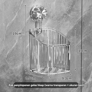 Rak Kamar Mandi Tempel Dinding Keramik Tempat Penyimpanan Gantung Toilet Rak Holder Bumbu Dapur Mewah Keranjang Sudut Sabun Mandi Transparan