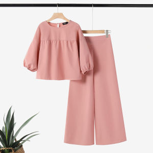 HijabFab ZANZEA Women Outfits 2PCS Set Fashion Elegant Long Sleeve Blouse Trousers Suits Urban Tracksuit Wide Leg Pants Sets