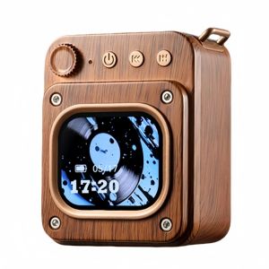 Wood Grain Wireless Bluetooth Speaker Touch Screen Pocket Speaker USB Charging Audio Equipment with APP Operation & TF Card