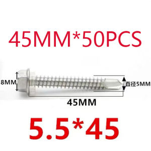 M5.5410 Stainless Steel Outer Hexagonal Drilling Screws Self-Tapping Self-Drilling 50/100pcs