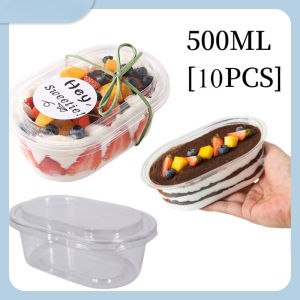 Dessert Container 500ML Clear Oval Deli Container for Salad Mousse Cake Pudding Desserts