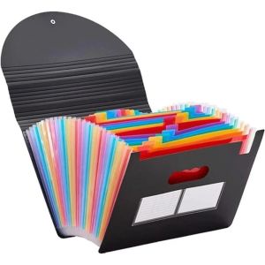 FDGFGG 25 Pockets File Folder Organizer Plastic Rainbow Expandable Filing Box Portable Large Capacity Art Supplies Folder Office