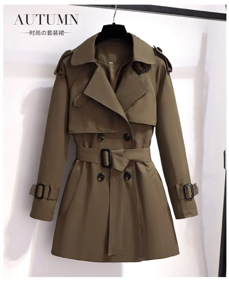 Short trench coat womens small mid-length British temperament
