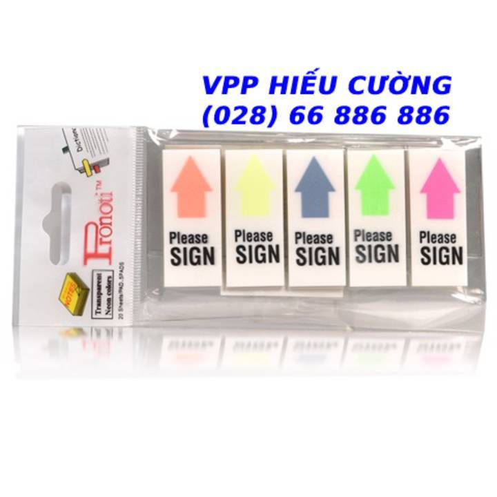 Giấy ghi chú, giấy note trình ký 5 mũi tên Please sign. Do VPP Hiếu ...