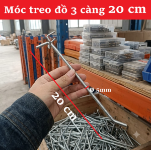 Móc Treo Đồ Siêu Thị 3 Càng Dài 20cm Phi 5mm - Móc Cài Lưới Treo Phụ Kiện Trưng Bày Cửa Hàng