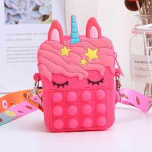 Rainbow Unicorn Coin Wallet Ladies Bag Silican Crossbody Bag for Kids Girls Pop It Bag For Kids