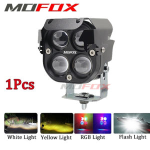 MOFOX DS1 Strobe Laser Gun Motorcycle Auxiliary light Mini Driving Light RGB Fog Light Dual Light Yellow&White High/Low Beam Spotlight MDL Flashing Work Light