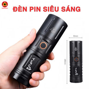 Đèn Pin Cầm Tay Siêu Sáng T40 - 5 Chế Độ Chiếu Sáng Zoom Xa Gần Pin Tích Hợp Sạc Type-C Tiện Lợi