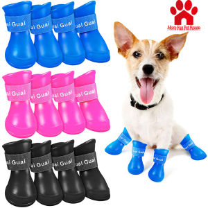 4Pcs Pet Rainshoes Dog Rainshoes Waterproof Dog Boots Rubber Non-Slip Rain Boots Cat Rainshoes
