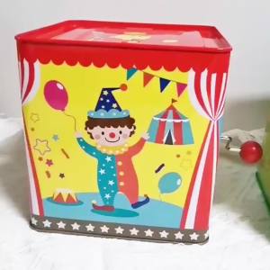 Jack in the Classic Childrens Musical Toy Colorful Embossed Tin and Friendly Plush Age 18 months and Up