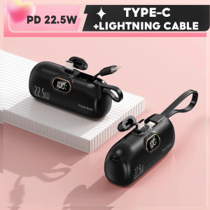 Mini Power Bank 22.5W Super Fast Charging 2in1 5000mAh Travel Powerbank Emergency Portable Charger
