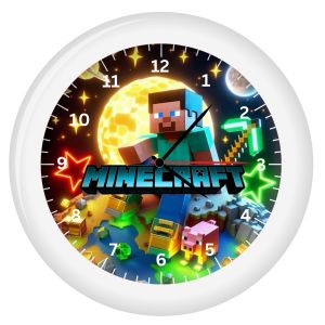 Jam Karakter BESAR - Jam Dinding Karakter Minecraft Dekorasi Rumah – DIAMETER 30cm / Jam Dinding Analog Karakter Minecraft Jam Dinding Quartz