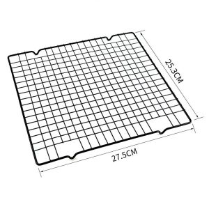 DEBUTIME Baking Cooling Rack Stainless Steel Non-Sticky Single Tier For Cookie / Bread / Cake / Tarts / Carbon Steel Wire Grid Cake Cooling Rack Black Single Layer Non-Stick Baking Shelf Biscuit Bread BBQ Holder Kitchen Accessories