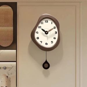 xpkQ Silent Stylish Wall Clocks Simple Luxury Wall Clocks Wooden Irregular Shape Decorative Clock Modern Living Room Decoration 8K3Q7