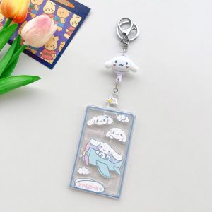 Sanrio Kuromi Transparent Card Holder Hard Case Slide Cover with Stretchable Hanging Chain ID Bank Card Photocard Protector