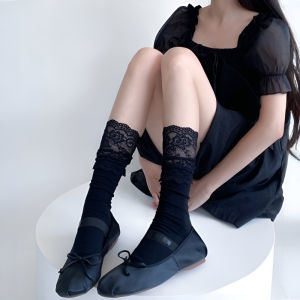 Lace Thigh High Socks Womens Fashion Boot Socks Elegant Lace Trim Design Over Knee Long Socks Hosiery Accessories
