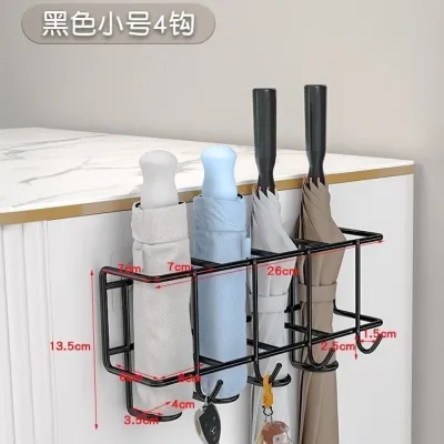 Wall Mounted Metal Umbrella Rack Organizer with Key Holder 4 /6 Grids Rain Umbrella Storage