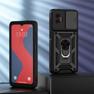 Shockproof Case for Samsung XCover7 Pro 5G Slide Camera Protection Ring Stand Phone Back Cover for Galaxy XCover 7