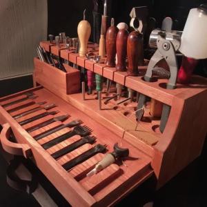 btnx DIY Handmade Leather Craft Engraving Cutting Tools Double Drawer High End Elm Storage Rack Practical Leather Tool Holder 6K4N7
