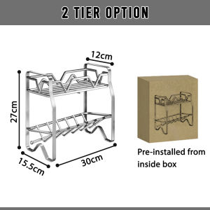 Borong365 2 3 Tiers Stainless Steel Condiment Rack Rak Dapur Kitchenware Storage Rack Kitchen Seasoning Spice Rack