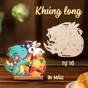 Lồng đèn trung thu gỗ tô màu Uv hoặc tự tô màu kèm đầy đủ phụ kiện cho bé tự trang trí