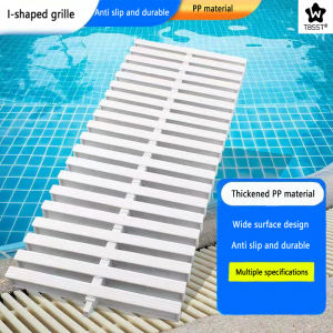 Pool grille white I-shaped anti slip thickened drainage ditch cover plate overflow grille splicing PP material