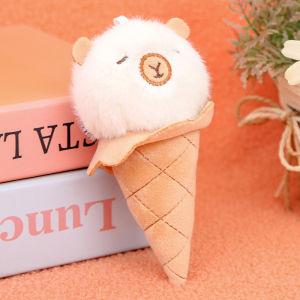 YF Cute capybara ice cream plush pendant Valentine Day gift for girlfriend Backpack ornament keychain stuffed toy FY