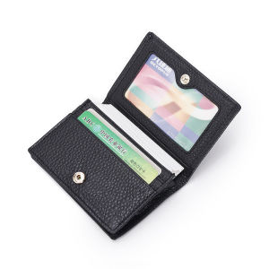 2024 New Fashion Genuine Leather Slim Card Wallets Mens Credit Card Holder Women Card ID Holders Male Organizer Business Small Cards Bags Black Pouch