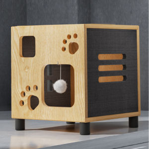 SKISOPGO บ้านแมวไม้ คอนโดแมว หลุมอวกาศแมว หรูหรา แข็งแรง 1ชั้น 2ชั้น 2in1