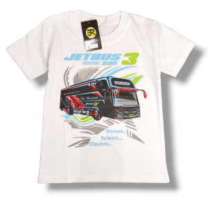 kaos anak bus telolet ARMAGEDON bhn 100% cotton combet 30s ukuran 1-10 thn