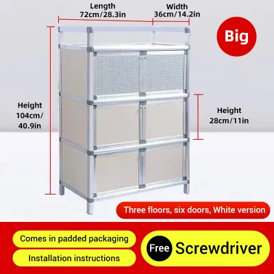 【Brand New】Stainless Steel Rack Cabinet Kitchen Cupboard Living Room Storage Cabinet Storage Cabinet
