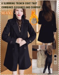 Petite Padded Long Womens Fashionable Slim Trench Coat