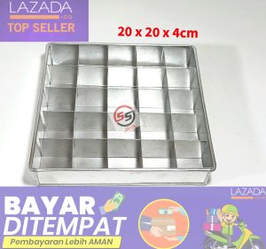 Loyang sekat brownis persegi 20 x 20 x 4 | Loyang cake tape | Fudgy brownis shiny crust