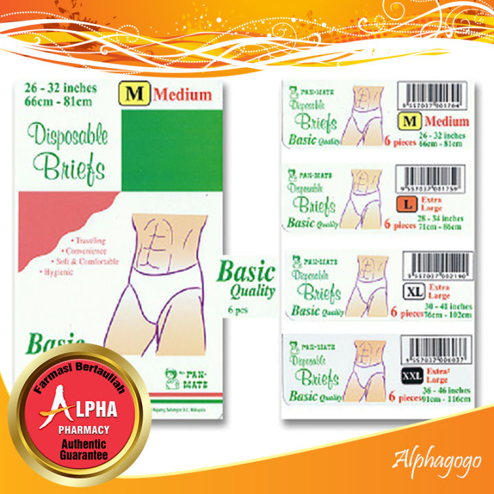 Pan-Mate Disposable Briefs for Men (M / L / XL / XXL) 6 Pieces | Lazada