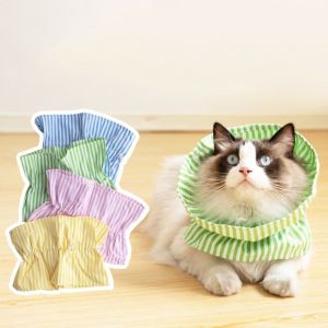 Anti Lick Stripe Pet Collar Anti Bite Adjustable Cat Neck Ring Comfortable Reusable Elizabeth Circle Pet Beauty