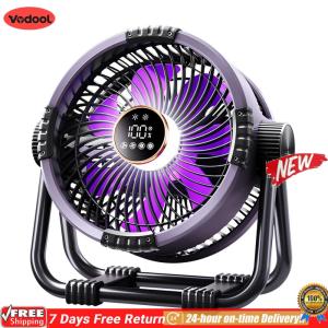 [VODF] Portable Camping Fan with LED Light 20000mAh Rechargeable Battery Powered Fan Table Fan Camping Gear for Picnic Fishing