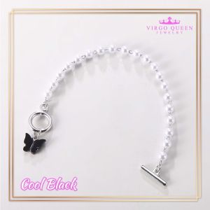 Women Bracelet Pearl Pink Butterfly Charm