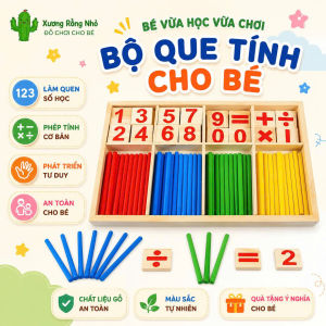 Bộ que tính học toán bằng gỗ - bảng tính que học toán cho bé - đồ chơi học toán cho bé