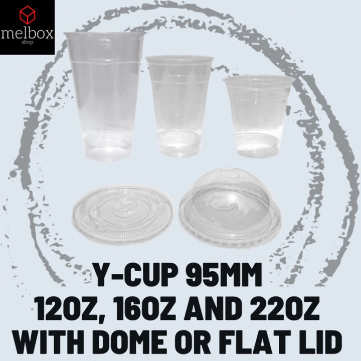 【hot】 [50 Pcs] Y Cup 95mm 12 Oz 16 Oz 22 Oz Dome Flat Lid Disposable Milktea Lemonade Coffee Cup