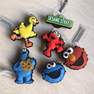 (Free Shipment)3/6Pcs/Lot Sesame Cartoon CROCS Shoe flower PVC Shoe Charms for Croc Bands Bracelet Wristband
