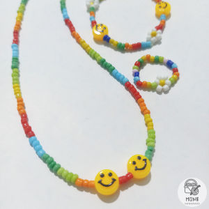 [FREESHIPMAX] Set nhẫn vòng tay dây chuyền hạt cườm cầu vồng mặt cười hoa cúc hot trend Hàn Quốc dễ thương - phụ kiện dễ thương - quà tặng thủ công - Minehandmade