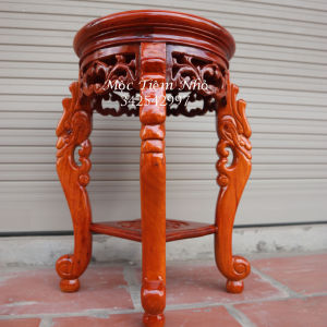 Đôn chân rông gỗ gụ bày đồ trang trí kê tượng mặt 32cm