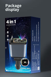 🇸🇬 Ready Stock Car Charger 5 in 1 Fast Charging USB Adapter Retractable Cable Suitable For All Mobile Phones / Equipped with starry sky lights