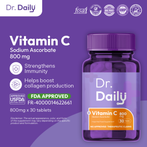 Dr. Daily Vitamin C | Sodium Ascorbate | Immunity Booster Collagen Support Non-acidic
