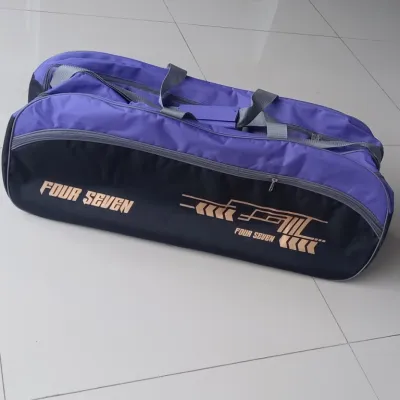 Tas raket bulutangkis 2 ruangan thermo waterproof rangselselempang bahan glossy mengkilap raket anti air merah hitam kuning