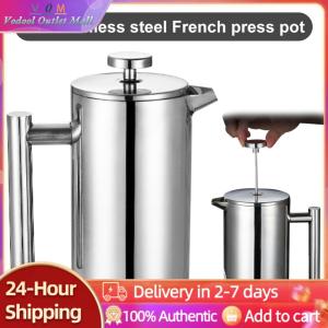 Portable Stainless Steel Coffee Brewer Double Wall Coffee Pot for Camping and Outdoor Use
